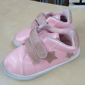 Kensie Girl Pink Star Glitter Velcro Shoes - Kid's Size 9